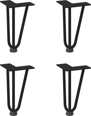 Obrázek produktu pro vidaXL Vlásenkové nohy pro konferenční stolek 4 ks černé 20 cm z masivní oceli
