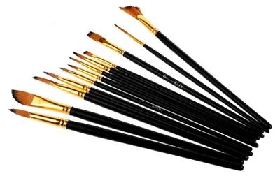 Produktbild von Set mit 12 Aquarellpinseln aus Nylon für Acryl- und Ölmalerei, tragbar und praktisch für Anfänger und Profis