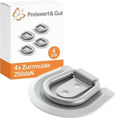 Produktbild von 4x Zurrmulde 250 daN Zugkraft DEKRA, Zurrösen zur Ladungssicherung, Nachrüstung von Anhängerzubehör für Anhänger