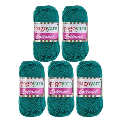Produktbild von Strickgarn Baumwolleel Uni 5 x 100g Häkelgarn Strickwolle Handstrickgarn Farbwahl, Farbe:ozeangrün