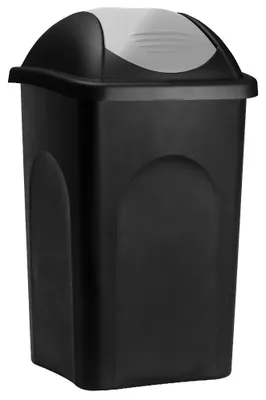 Produktbild von Stefanplast® Mülleimer mit Schwingdeckel 60L Abfalleimer Geruchsarm Küche Bad Biomüll Gelber Sack Kunststoff Mülltrennung Silber