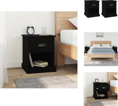 Obrázek produktu pro vidaXL Noční stolky 2 ks černé 39x39x47,5 cm materiál na bázi dřeva - Noční stolky