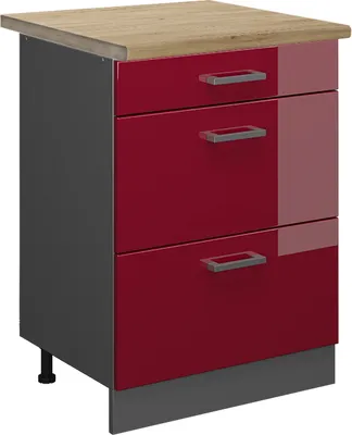 Vicco Mobiletto Base Per Cucina R-Line Rosso Lucido 40 Cm - Modulo Cucina Componibile Senza Piano