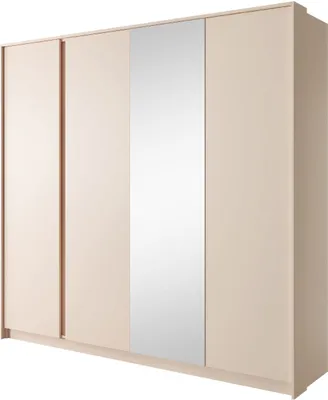 Produktbild von Kleiderschrank 220 DAST I 4-türig mit Spiegiel mit Stangen und Einlegeböden beige / kaschmir