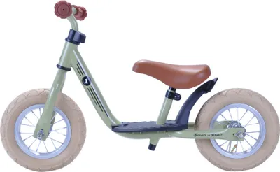 Produktbild von Bandits & Angels Metall-Laufrad Starter Retro Grün mit Trittbrett ab 2 Jahren – grünes Laufrad – verstellbarer Sattel 29 bis 39 cm – für Jungen und Mädchen – niedriger Einstieg mit Trittbrett