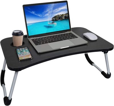 Laptop-Betttisch,,Notebooktisch,,Klappbarer,Notebooktisch,,Laptoptisch,mit,Klappbaren,Beinen,,mit,Cup-Schlitz,,für,Bett/Esstisch/Sofa