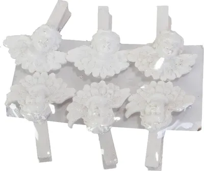 Zdjęcie produktu dla Białe Klamrki z Figurkami Aniołów 4.5 cm - Zestaw 6 sztuk