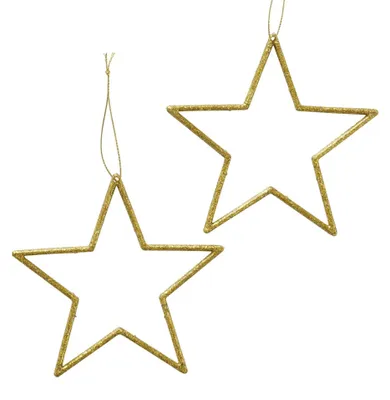 Imagen del producto de Adornos navideños para el hogar Boltze, forma de estrella, 2 unidades, color dorado, 12 cm