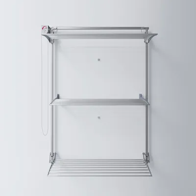 Image de Séchoir à linge tour pour montage mural, réglable en hauteur et pliable - Foxydry Tower 108 cm Gris