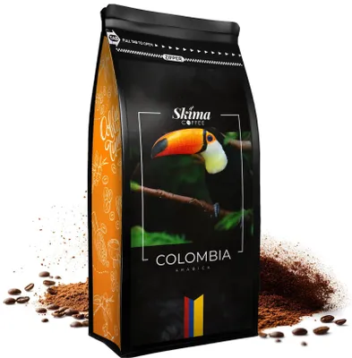 Produktbild von Gemahlener Kaffee 500 g KOLUMBIEN 100 % Arabica frisch geröstet SkimaCoffee + Tassenuntersetzer
