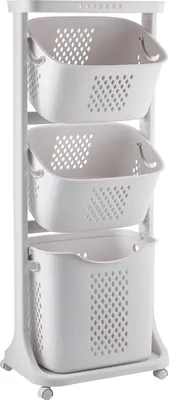 Produktbild von Yorbay Wäschekorb auf Rollen Wäschesortierer mit 4 Stockwerke, 3 Aufbewahrungskörbe 109x33x44 cm 15KG belastbar, Beige