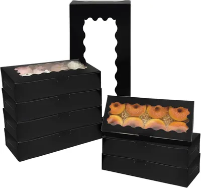 Obrázok produktu pre Krabičky na sušienky 15 kusov, čierne, 30.5 x 14 x 6.3 cm, na sušienky, pečivo, balenie