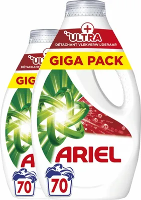 Produktbild von Ariel Flüssigwaschmittel + Ultra Fleckenentferner - 2x70 Wäschen