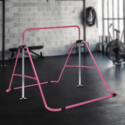 Immagine prodotto di Sbarra per bambini - Sbarra orizzontale per ginnastica - Regolabile in altezza - Per giardino/esterno - Acciaio e PE - Allenamento delle braccia - Rosa