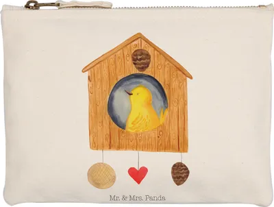 Produktbild von Mr. & Mrs. Panda Etui Vogel Haus Grösse XL Große - Weiß - Geschenk, Vögel, Lustige Sprüche, Wohnung, Waschbeutel, Pouch, Mäppchen, kosmetiktäschchen, Castle, Zuhause