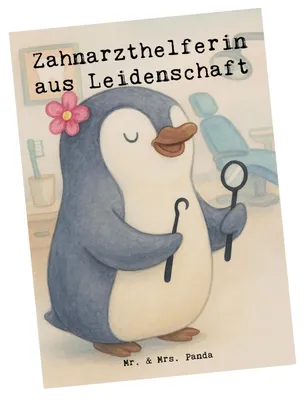 Produktbild von Mr. & Mrs. Panda Postkarte Zahnarzthelferin Leidenschaft Design - Weiß - Geschenk, Postkarten, spruchkarte, Ansichtskarte, Grußkarte, Ansichtskarten