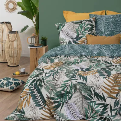 Produktbild von Bettwäsche für Doppelbett, 240 x 220 cm, Bettbezug mit 2 Kopfkissenbezügen, Motiv Tropik  - Atmosphera