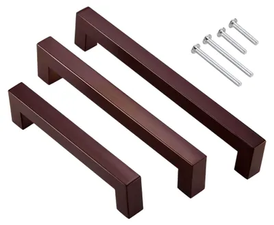 Produktbild von Möbelgriffe Edelstahl 160 mm Bohrlochabstand Schrankgriffe dunkelbraun (1 Stück) Küchengriffe 15x15mm Schubladengriffe Handgriff quadratisch