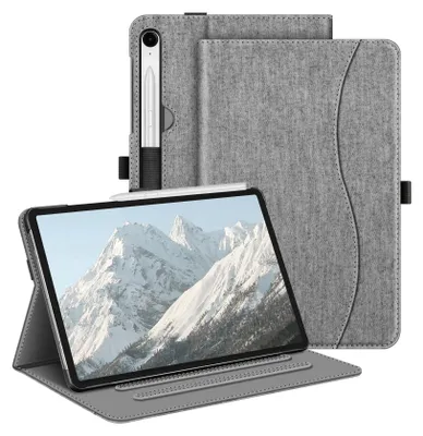 Produktbild von Fintie Hülle für Samsung Galaxy Tab S10 Lite/S10 FE/S9 FE 10.9" & S9 11" Tablet, Multi-Winkel Folio Schutzhülle mit Dokumentenfach und Auto Schlaf/Wach Funktion, Grau