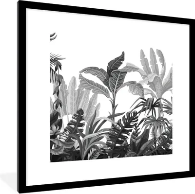 Produktbild von MuchoWow® Gerahmtes Poster Dschungel - Blätter - Pflanzen 40x40 cm - Poster mit Schwarzem Bilderrahmen Wandposter Rahmen Foto Bilder - Poster - Plakat im Rahmen