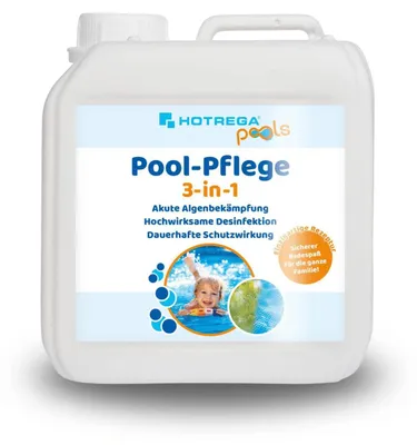 Produktbild von HOTREGA Pool-Pflege 3in1 Konzentrat 2 Liter, für Pools und Planschbecken, Chlor Desinfektion, Algenentferner
