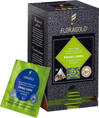 Produktbild von Floragold Grüntee Ewiges Leben, 15er Pyramidenbeutel
