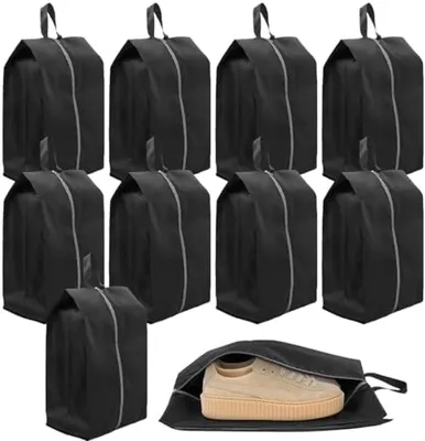Produktbild von PolkaHome® Reise-Schuhbeutel Set – 10 Stück wasserdichte Nylon-Organizer für Koffer, Schwarz