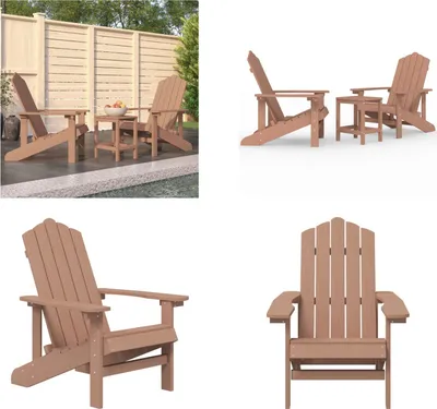 Produktbild von vidaXL Adirondack Gartenstühle mit Tisch HDPE Braun - Gartenstuhl - Gartenstühle - Gartenstuhl Und Tisch - Terrassenstuhl