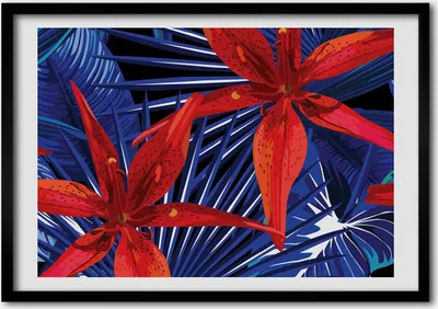 Produktbild von Bild - Bilder - Bilderrahmen - 70 cm x 50 cm - MDF-Rahmen, Wandkunst tropische Blumen