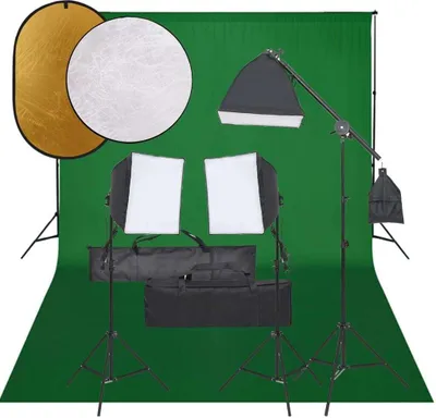 Produktbild von Fotostudio-Set mit Beleuchtung, Hintergrund und Reflektor - Studiospots CC4370