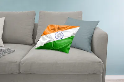 Produktbild von MuchoWow® Zierkissen Sofakissen Wohnzimmer Dekokissen 60x40 cm Nahaufnahme der Flagge von Indien - Kopfkissen - Polster mit Foto