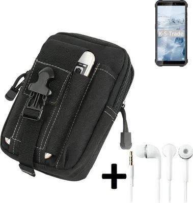 Produktbild von K-S-Trade Gürteltache + Kopfhörer kompatibel mit Oukitel WP5 Pro Gürtel Tasche Holster Schutz Hülle Handy Hülle  schwarz inkl. Extrafächer
