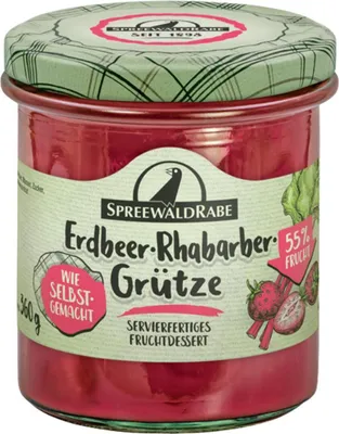 Produktbild von Erdbeer-Rhabarber-Grütze von Spreewald-Rabe (360 g)