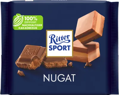 Produktbild von Ritter Sport Nugat Vollmilchschokolade mit Nugat Füllung 100g