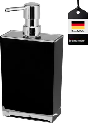 Produktbild von bremermann Seifenspender XL mit ca. 500 ml Füllmenge, Kunststoff eckig, transparent/schwarz
