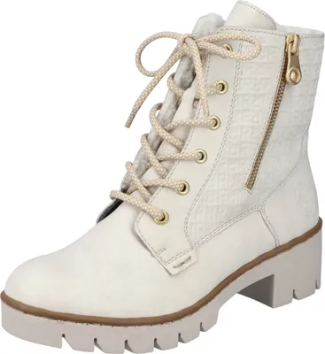 Produktbild von Rieker Damen Schnürboots Profilsohle Stiefelette Zierreißverschluss X5719, Größe:41 EU, Farbe:Beige