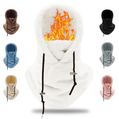 Immagine prodotto di Cappuccio termico in pile, sciarpa con cappuccio, passamontagna, maschera da sci, taglia unica, bianco