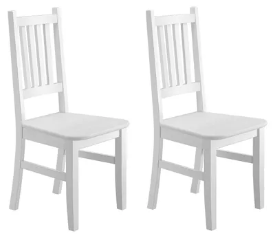 Produktbild von Weißer Küchenstuhl Massivholzstuhl Esszimmerstuhl Stuhl Eris Kiefer 90.71-01-DW Set