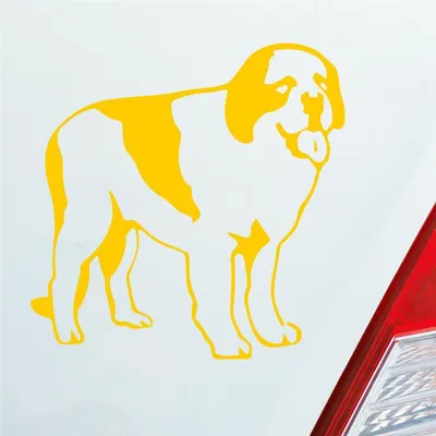Produktbild von Auto Aufkleber Bernhardiner Dog Tier Hund 10x10 cm Gelb Sticker Heckscheibenaufkleber