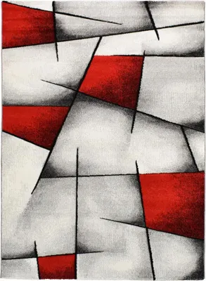 Image de BRILLANCE Tapis de salon 80x150 cm rouge, noir et gris