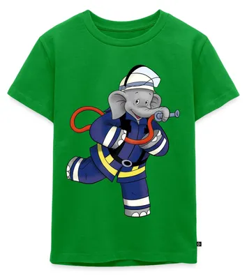 Produktbild von Spreadshirt Benjamin Blümchen Als Feuerwehrmann Kinder Premium T-Shirt, 122/128 (6 Jahre), Grün