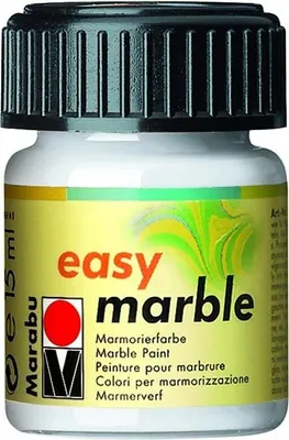 Produktbild von Marabu Marmorierfarbe "Easy Marble" weiß 15 ml im Glas