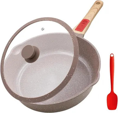 Obrázek produktu pro AIKENBBKK Keramická pánev 24 cm s poklicí Pánev s nepřilnavým povrchem Odnímatelná rukojeť
