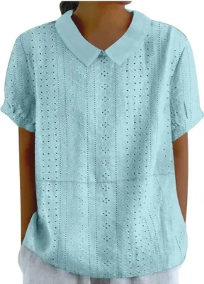 Produktbild von Damen Mit Print Sommer Bluse Lässiges Farbblock-/ lockere, Bequeme Kurzarm-Tops mit V-Ausschnitt