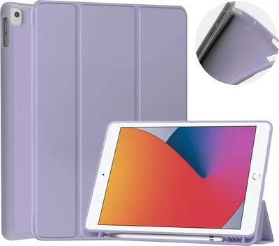 Produktbild von Hülle für neues iPad 8. Generation (2020) / 7. Generation (2019) 10,2 Zoll - [Eckenschutz] Standabdeckung mit Stifthalter, Auto Sleep / Wake für neues iPad 8. Generation (2020) / 7. Generation (2019) 10,2 Zoll,helles Lila