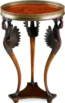 Produktbild von Casa Padrino Luxus Jugendstil Beistelltisch Schwäne Braun / Schwarz / Messing Ø 51 x H. 76 cm - Runder Massivholz Tisch - Wohnzimmer Möbel - Barock & Jugendstil Möbel