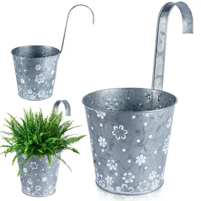 Image de Vilde Pot de fleurs de balcon Pot de plantes suspendu Cache-pot en métal 14 cm