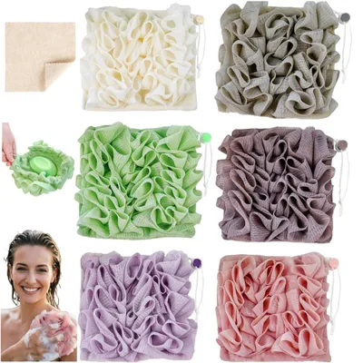 Produktbild von Waschlappen aus Loofah, 2-in-1: Peelingnetz und Duschball