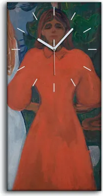 Produktbild von Wanduhr Uhr Wandbild Leinwand Geräuschlos Kunstdruck 30x60 Rot und Weiß - weiße Hände
