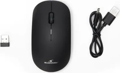 Obrázek produktu pro Bezdrátová myš, BLUESTORK OFFICE 100, 2,4 GHz + Bluetooth, dobíjecí, PC/MAC, černá